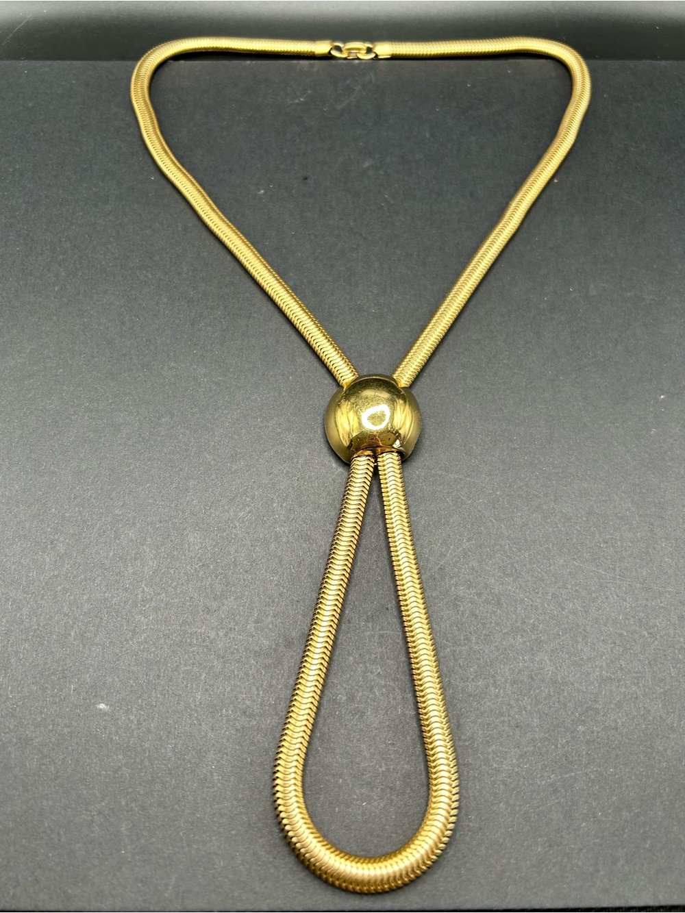 VTG 1960s Trifari Snake Gold Lariat Necklace Adjustable Rare